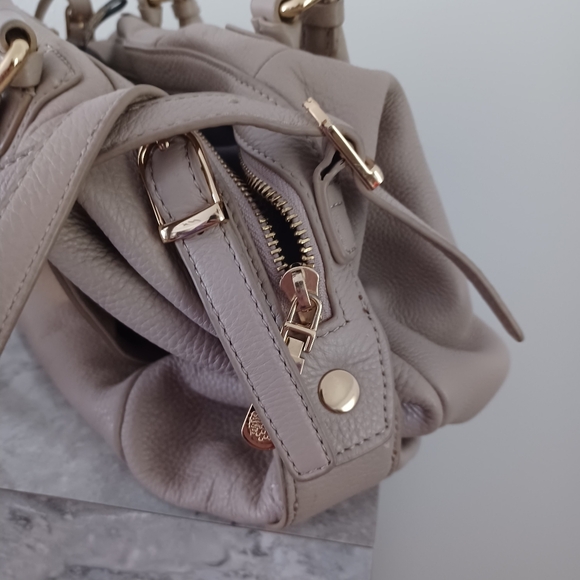 Vince Camuto Leather Unique vintage snap sides bag in taupe - Picture 7 of 8